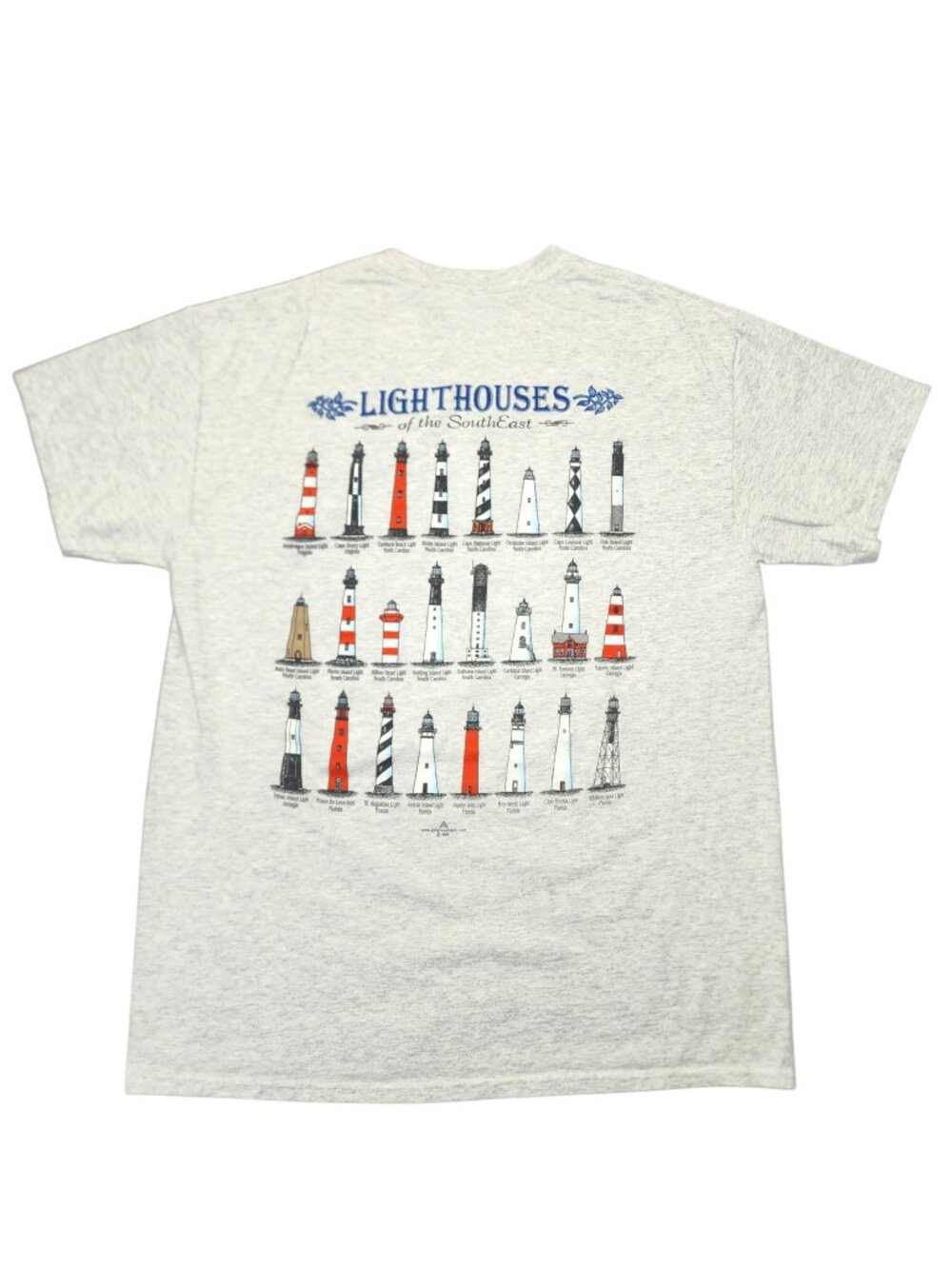 Vintage Lighthouses of the SouthEast Graphic T-Shirt Mens Large Gray 90's Cotton